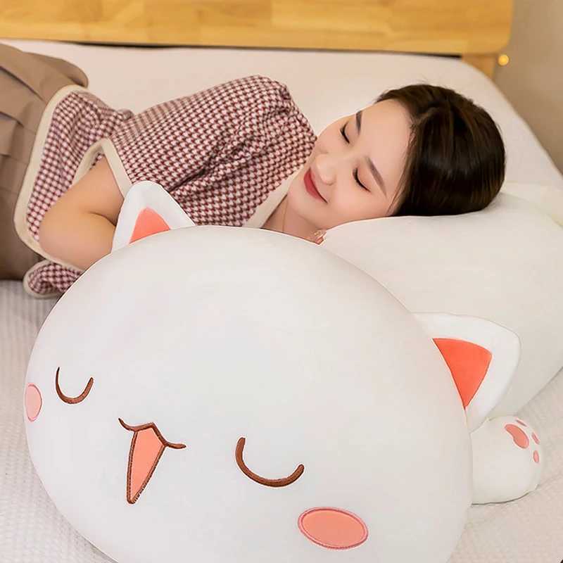 Cuscino/decorativo gatto kawaii giocattolo peluche peluche sdraiate gatto dorso cuscino bianco grigio adorabile regalo di peluche regalo di compleanno bambini