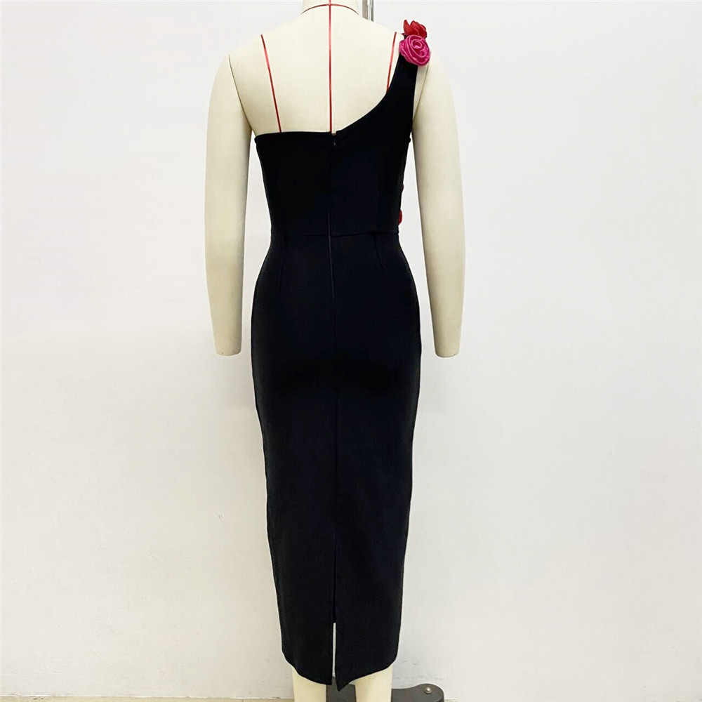 416 L 2024 Milan Runway Dress Frühlings Sommer Ärmel und schwarze sexy Kleider Damenkleid Mode hochwertiger Bohon