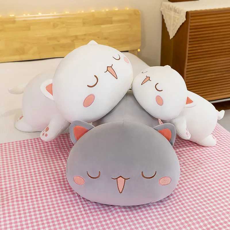 Cuscino/decorativo gatto kawaii giocattolo peluche peluche sdraiate gatto dorso cuscino bianco grigio adorabile regalo di peluche regalo di compleanno bambini