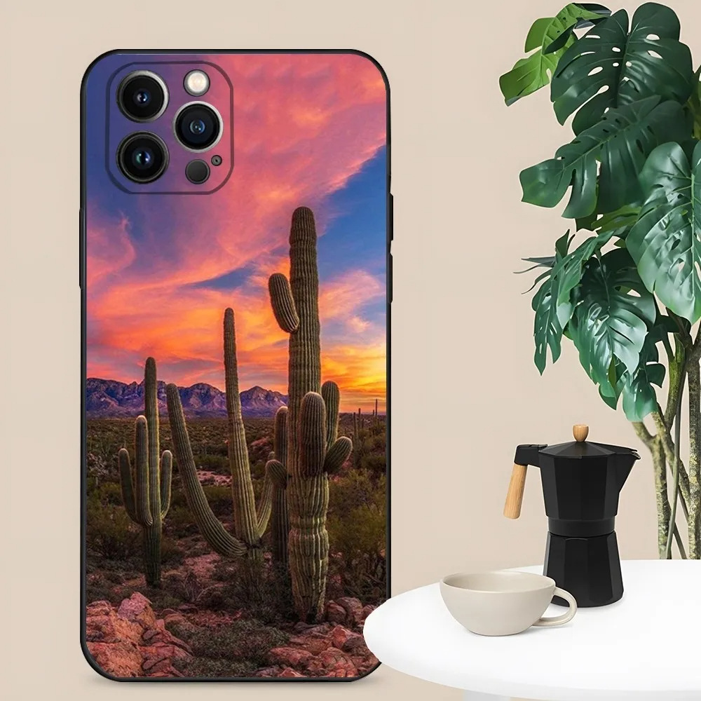 S24 Desert Cactus Soft Tpu Case для iPhone 15 Pro Max 14 плюс 13 12 11 XR XS 8 7 Samsung S24 Ultra S23 Plus Plus Plant Prant Printer