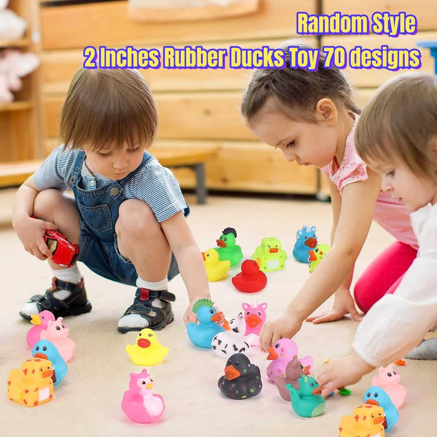 Babybadspielzeug 6/12/24/2 Zoll Gummi Enten Spielzeug 70 Designs Enten für Kinder