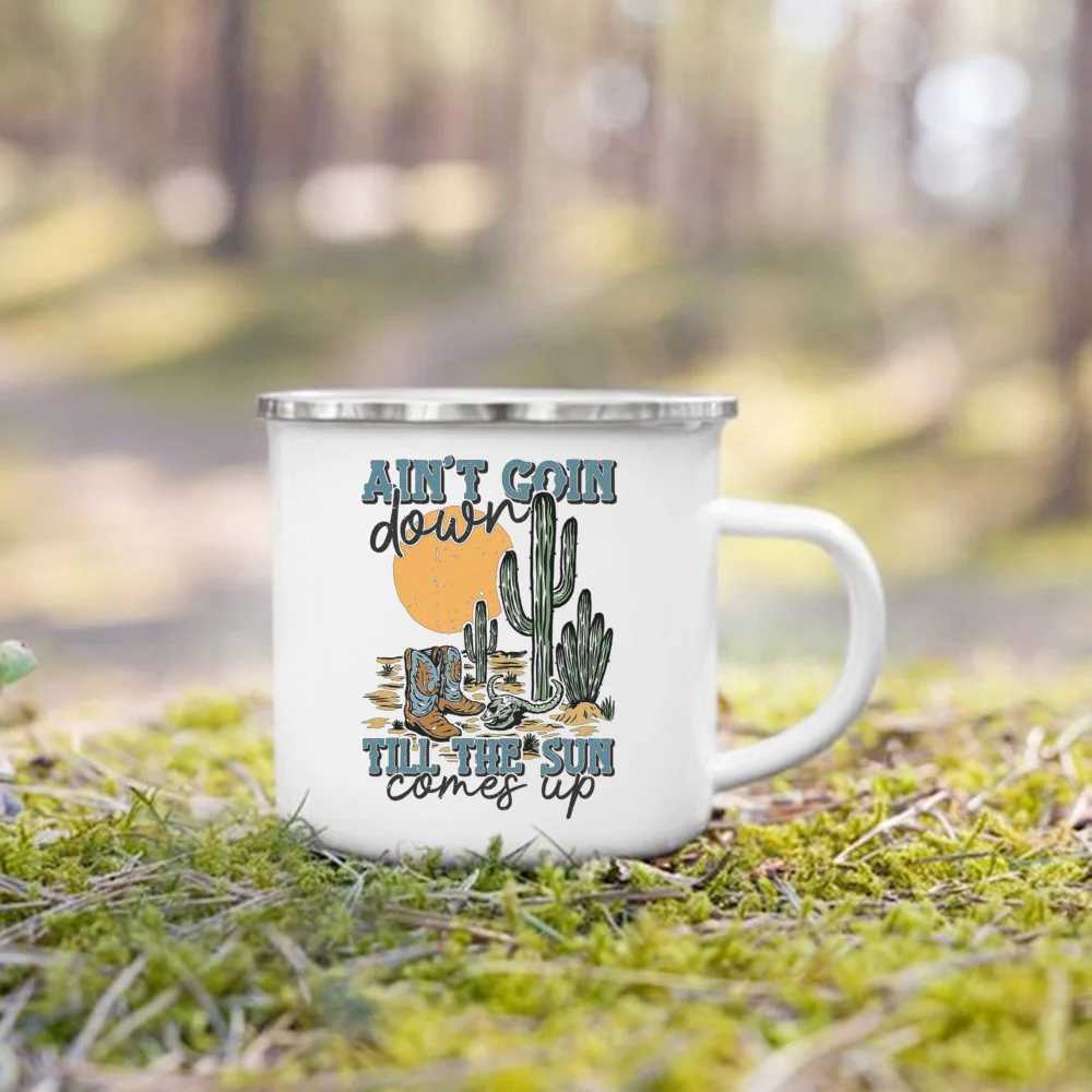 Mugs Wildfire Printing Camper Cup Wildfire Emamel Cup Adventure Wildfire Party Beer Juice Cup Campers Life Is Better J240428