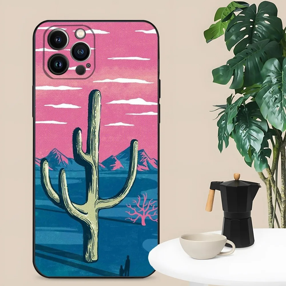 S24 Desert Cactus Soft Tpu Case для iPhone 15 Pro Max 14 плюс 13 12 11 XR XS 8 7 Samsung S24 Ultra S23 Plus Plus Plant Prant Printer