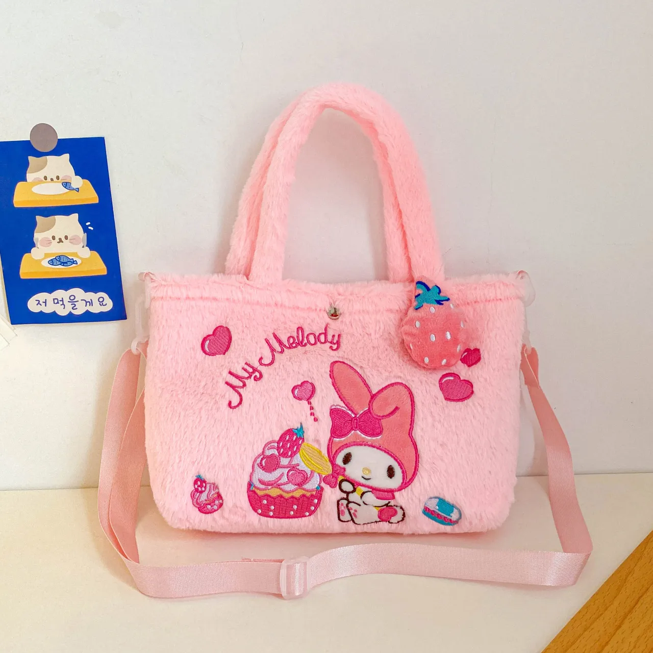 Plüschbag Cinnamoroll Handtasche meine Melodie Aufbewahrung Schulter Make -up -Tasche Anime Stoffed Plushie Rucksack Geschenk Girl