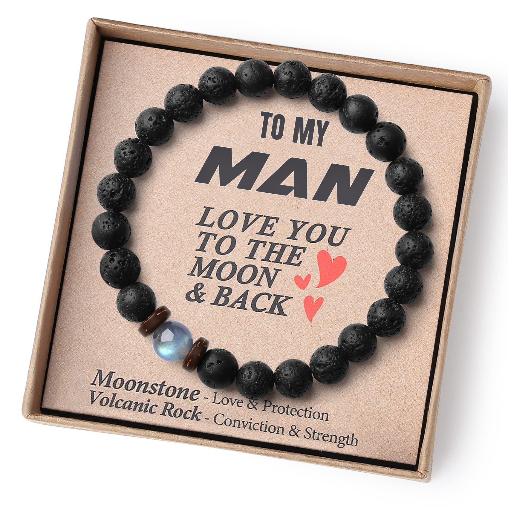 To My Son Bracelet from Mom Bracelet Natural Volcanic Stone Lava Stone Trendy Jewelry Gift for Dad/Husband/Son Jewelry Charm Fashion Wholesale 12 Design No box