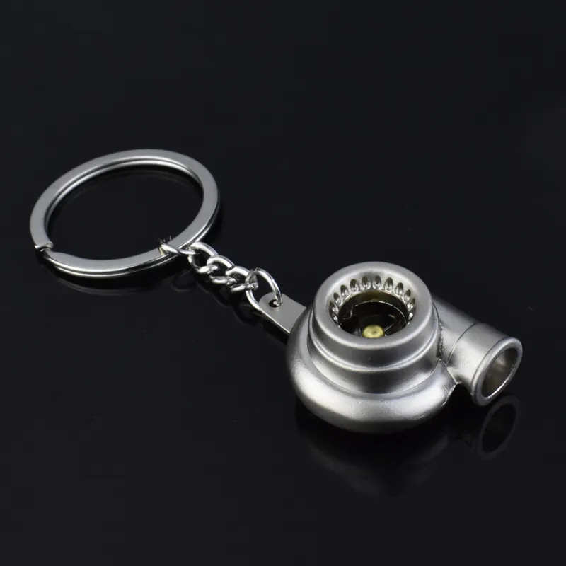 Metal Turbo Keychain Molling rolando girando a parte automática modelo turbina turbocompressor anel de corrente de chave 7 cores