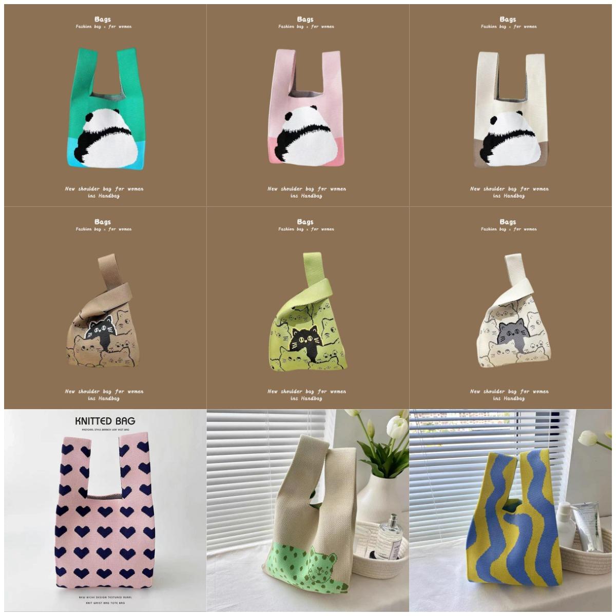 Nouveau sac à main Influenceur Instagram, sac de godet à pull tricoté pour femmes, sac à main, sac fourre-tout décontracté, sac à lunch en gros