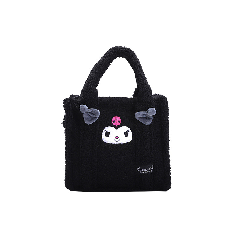 Cute Kuromi Plush Handheld Bag for Women 2024 New Large Capacity Versatile Commuter Students