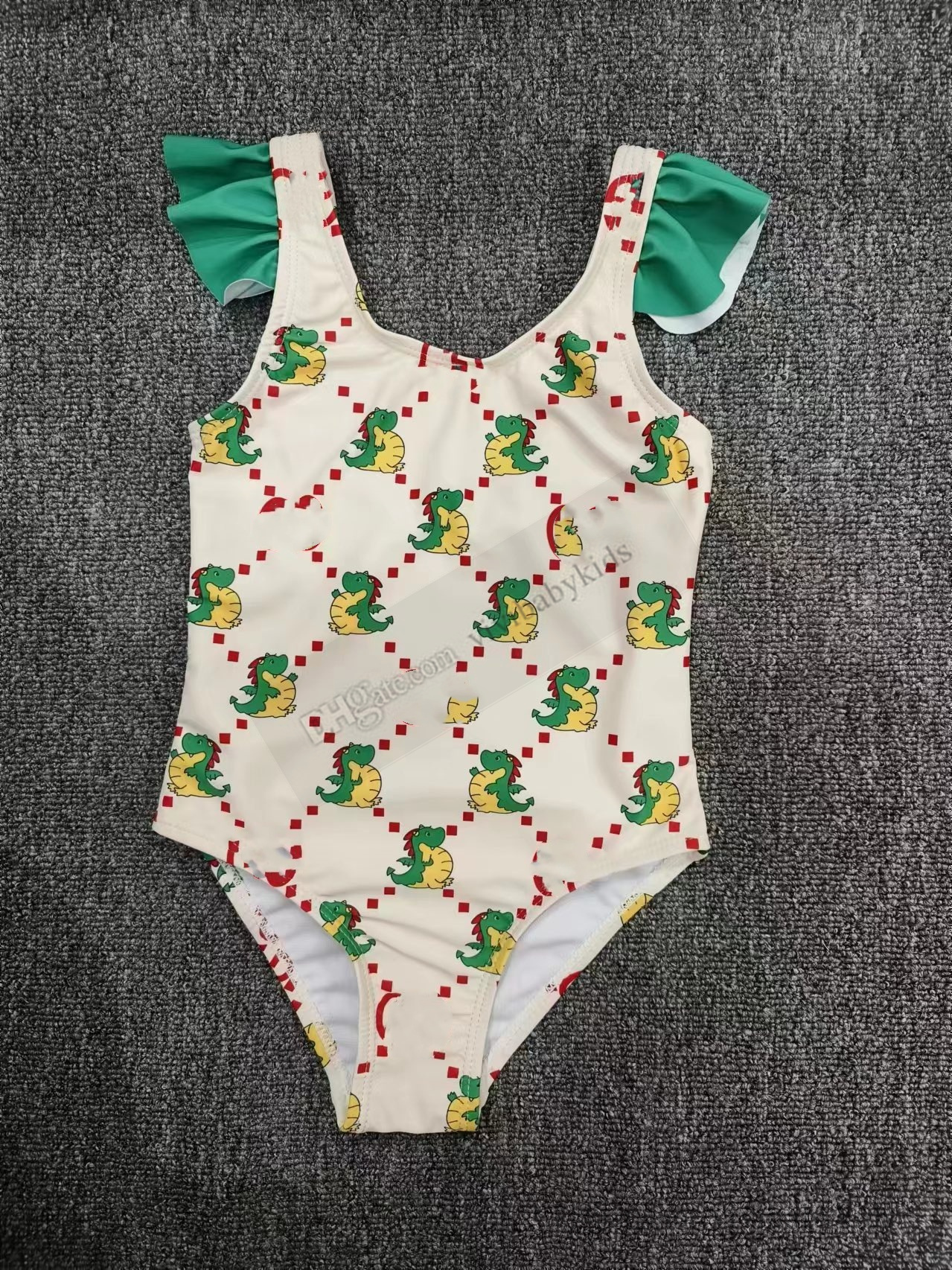 Desinger Girls Dinosaur Printed One-Pieces Swimsuit Ins Kids Star Letter水泳ベビーバススーツビキニ子供漫画ベアビーチ水着S1352