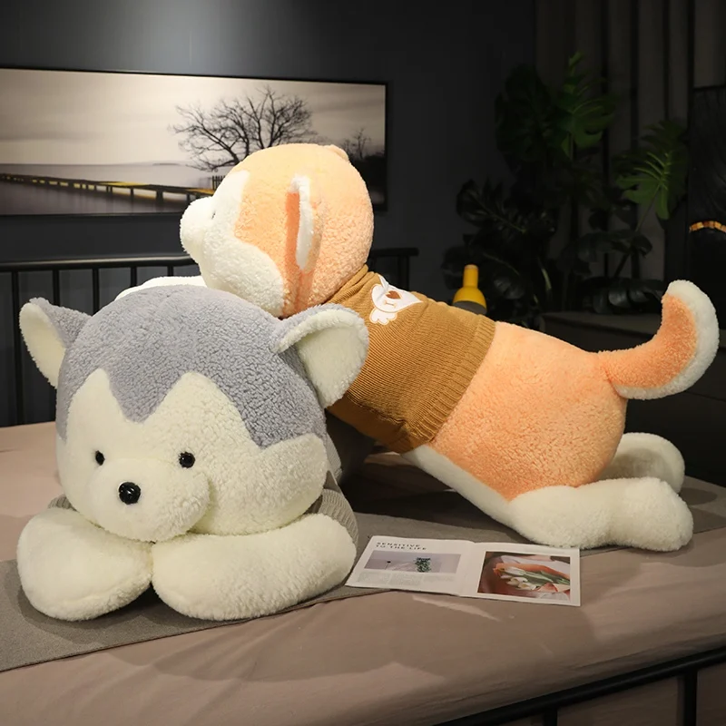Neue süße Husky Plüschspielzeug gefülltes weiches Sofa Kissen Raumdekoration Lügen Hundepuppen für schwangere Frauen schlafen Geburtstagsgeschenke