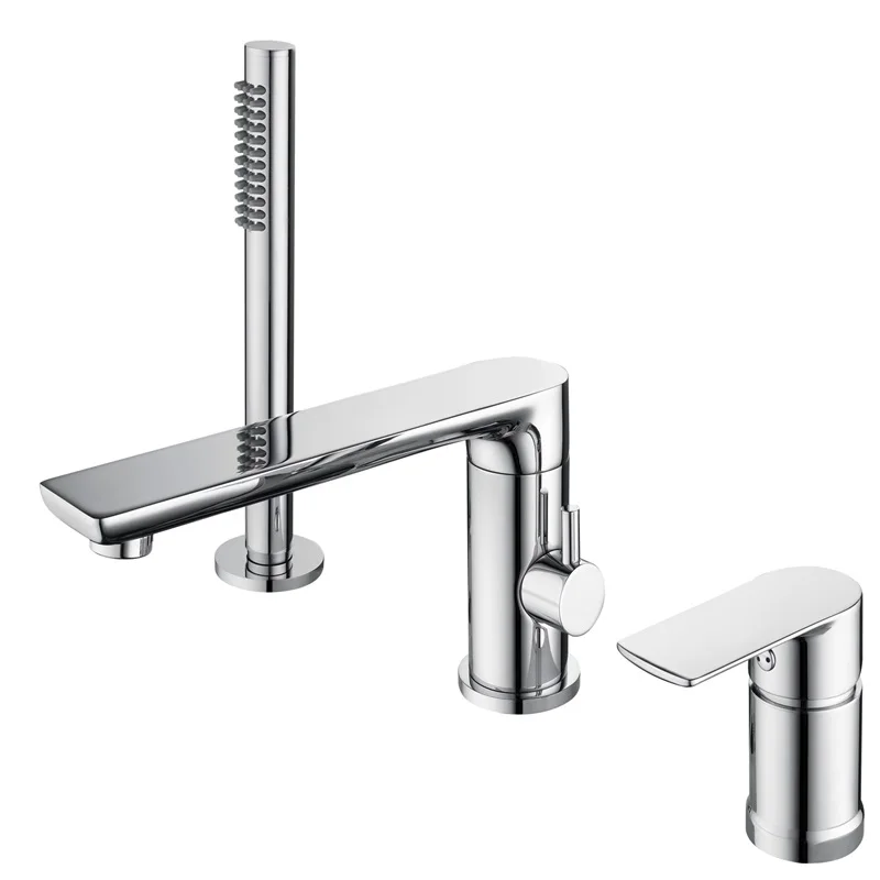 Bathroom Bath Faucet Set With Handheld Shower System Duchas Para Bano Brass Bathtub Tap Torneira Hot Cold Water Mixer Deck Mount