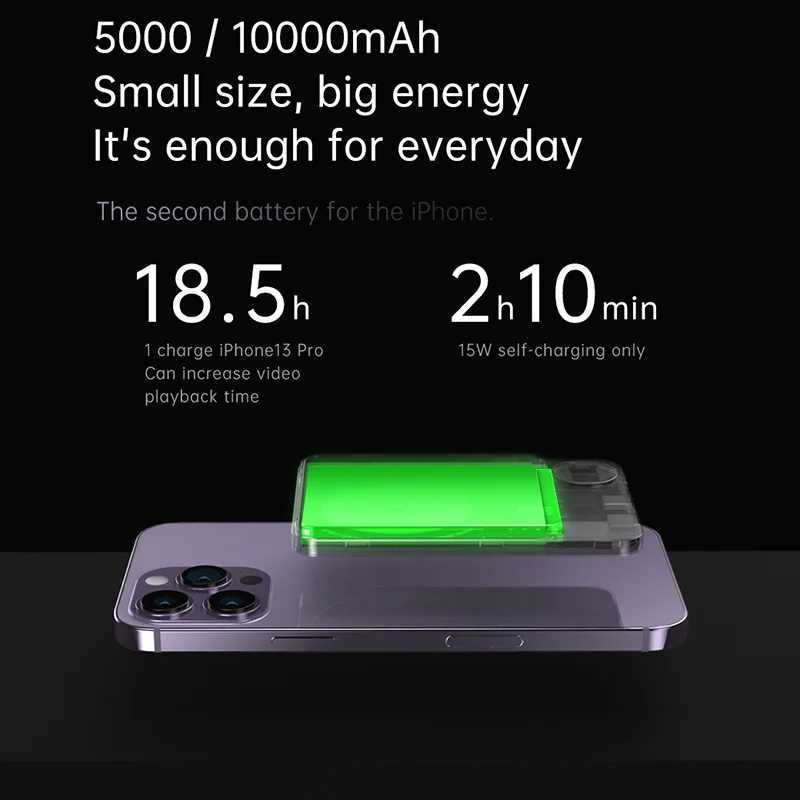 Cell Phone Power Banks 10000mAh alloy Macsafe Powerbank magnetic power pack wireless fast charger suitable for iPhone 15 14 12 11 Magsafe backup battery J0428