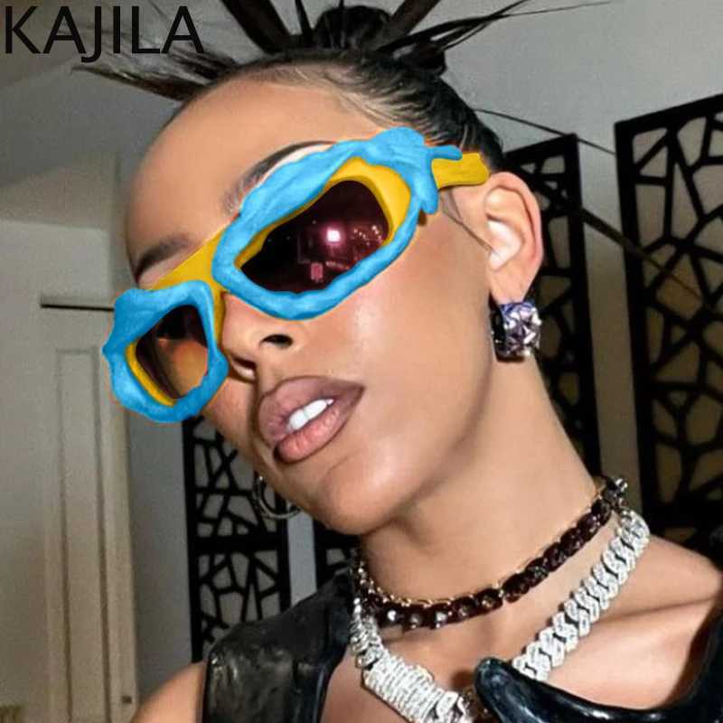 Солнцезащитные очки Y2K Punk Twisted Sunglasses Женщины мужчины 2023 Роскошные бренд Retro 2000 -х