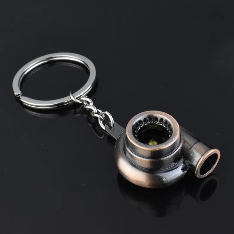 Metal Turbo Keychain Molling rolando girando a parte automática modelo turbina turbocompressor anel de corrente de chave 7 cores