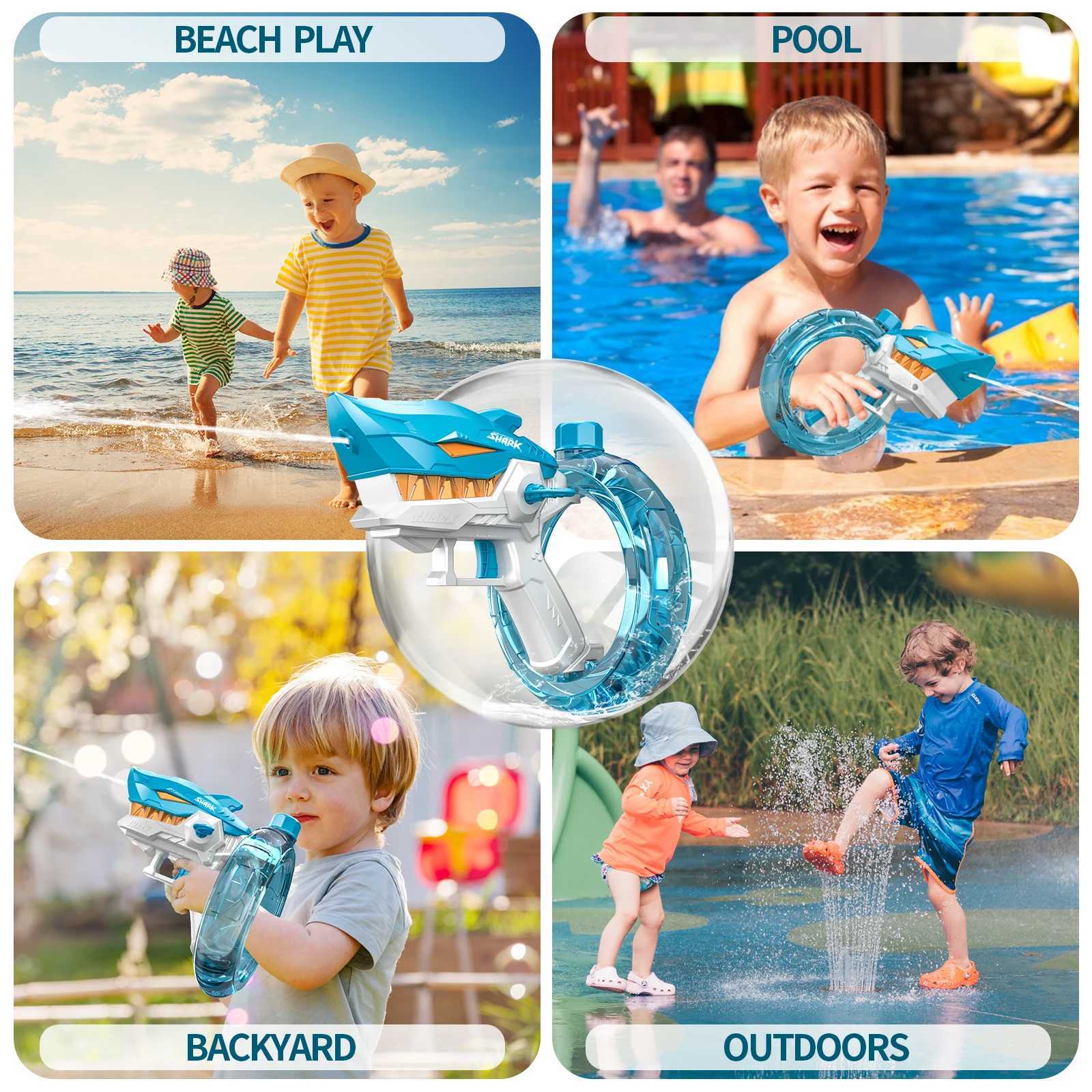 Gun Toys Electric Shark Water Gun Summer Watergun Game Guns Kinderen grote capaciteit krachtige Pistool Pool Strand Outdoor Games Toys Boys T240506