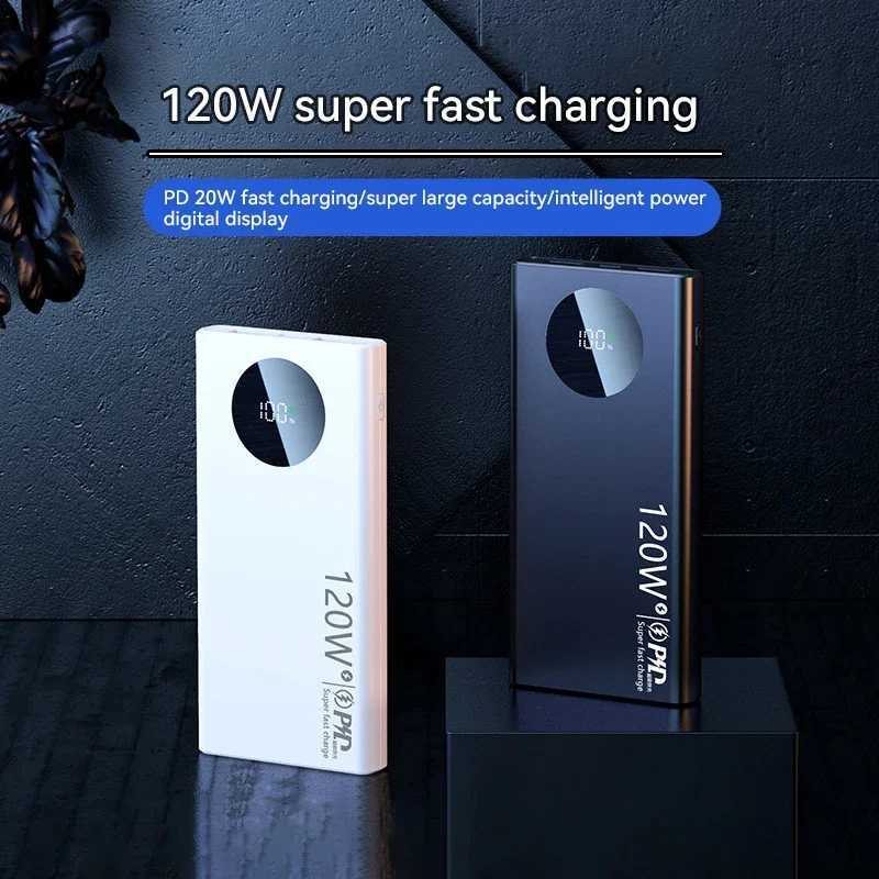 Mobiltelefon Power Banks 120W Ny Ultra Fast Charging 50000mAh Digital Display -skärm med stor kapacitet Mobile Power Externt batteri lämpligt för iPhone Xiaomi SAM