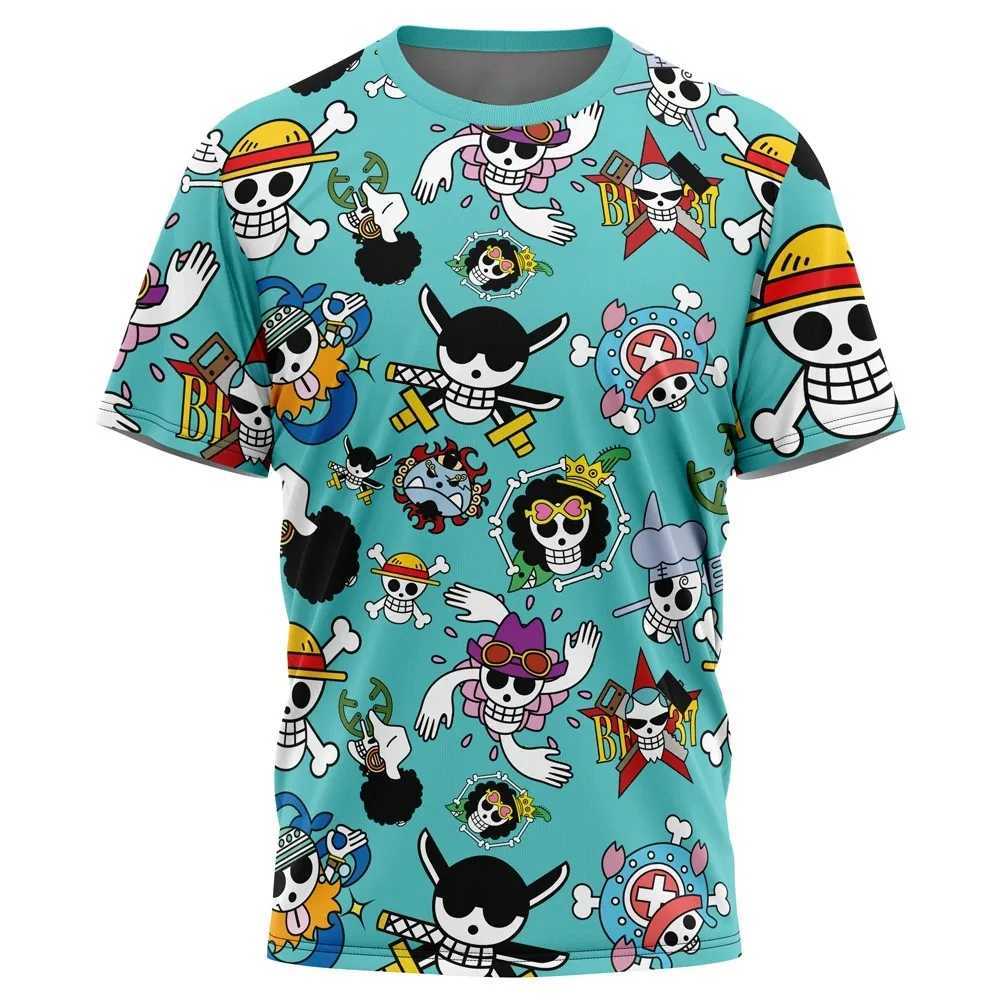 Erkek Tişörtler Anime Tek Parça Maymun D Luffy 3D Baskı T-Shirt Erkek Karikatür Harajuku T büyük boyutlu Japon Manga Erkekler Kısa Slve Üstler T240425