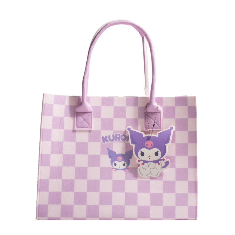 New Cartoon Kuromi Felt Tote Bag, Handbag, Zero Wallet, Grab Machine Doll Storage Bag