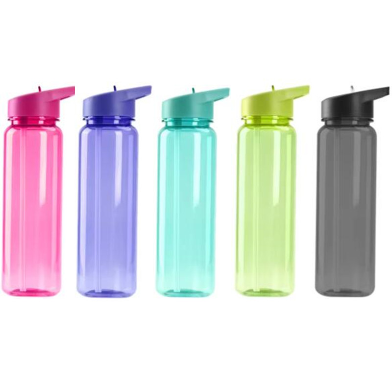 Reutilisable 24oz Plastic Sport Water Bottle acrylique Tobasses de gobelet Travel Brinking Juice Beverage SIPPY TUPS AVEC LES COURTES DE FLIP FLIP