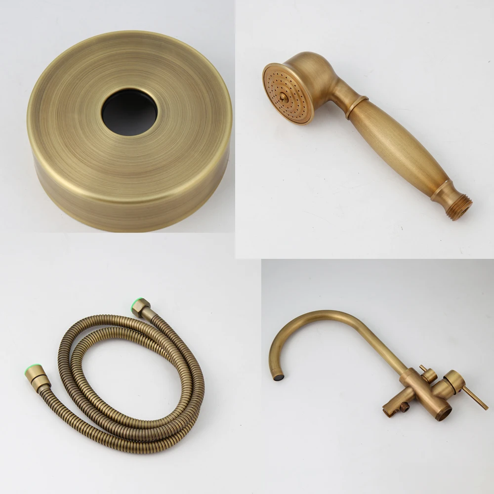 Mässing BathTub Duschkran Set golv Stand