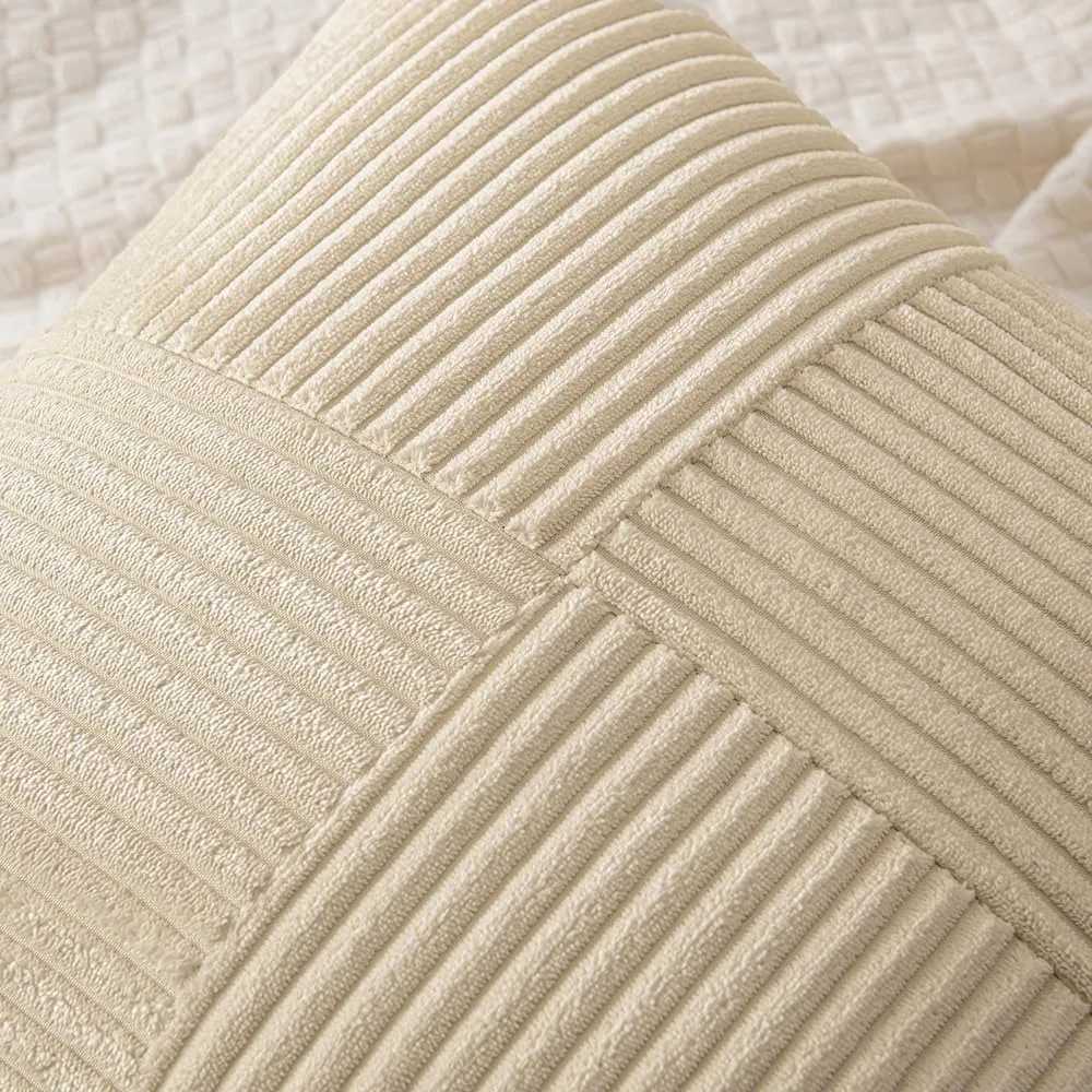 Kudde/dekorativt skarvt kast täcke corduroy kudde täcke beige solid fodral heminredning för soffa vardagsrum säng ryggtäcke