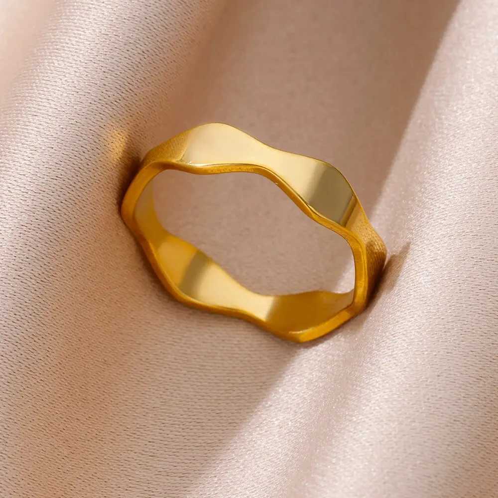 Pierścionki ślubne klasyczny złoty kolor palec palec Pierścień ze stali nierdzewnej pierścionki dla kobiet owalne puste biżuteria ślubna biżuteria darmowa wysyłka