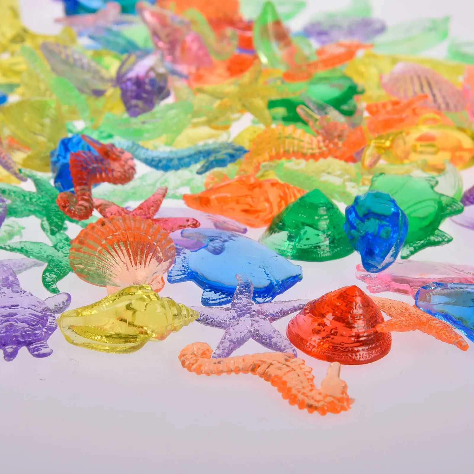 Baby Bath Toys Colorful Sea Animals Sequhell Starfish Shaped Clear Acrylic Gems Enfants Crystal Jewels Summer Swimming Diving