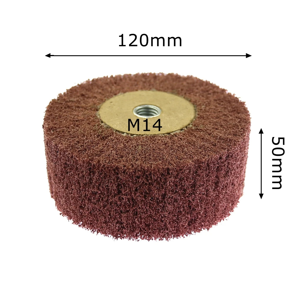 120*50mm*M14アングルグラインダードリルナイロン研磨モップブラシ描画ステンレススチール用ドラムホイール