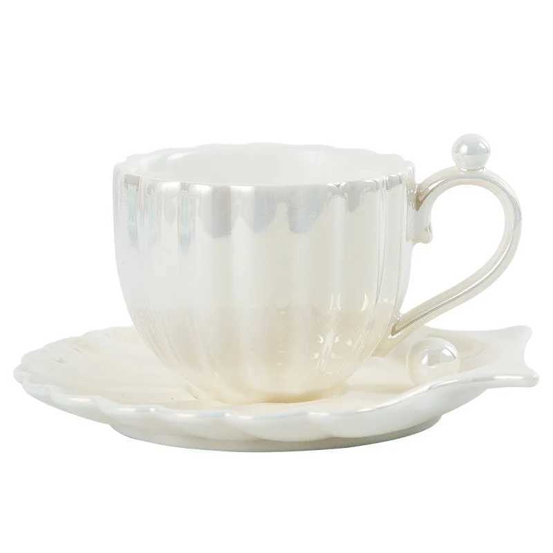 Mugs Pearl Shell Coffee Cup European Creative Coffee Cup Ceramic Cup Gift Afternoon Tea Set J240428