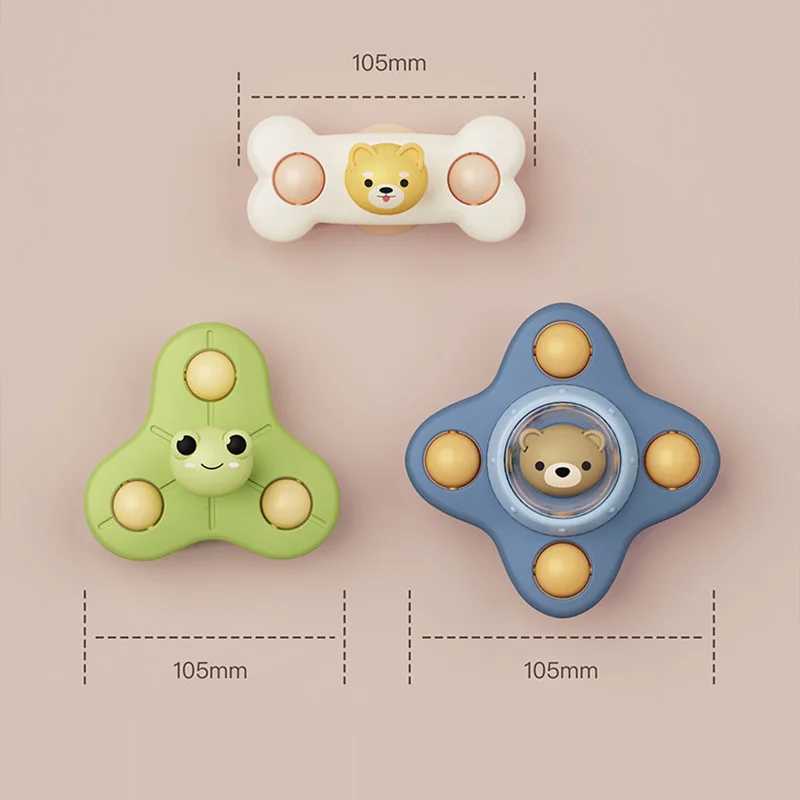Babybad speelgoed 3 stksbaby speelgoed zuigbeker spinner speelgoed voor peuters hand fidget sensorische speelgoed stressverlichting educatieve roterende rammelaars