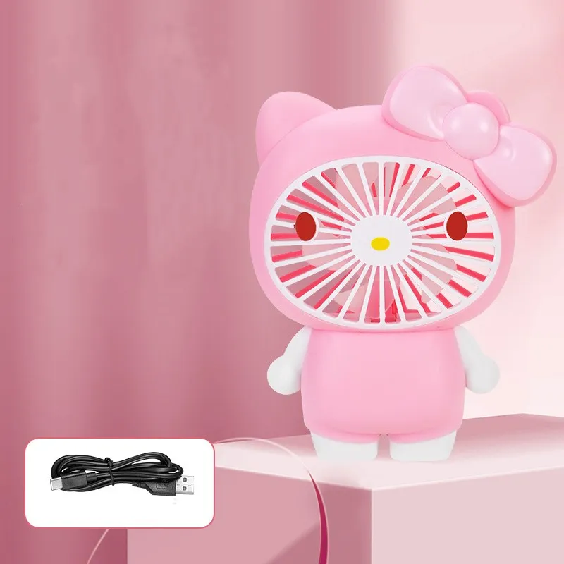 Portable Personal Small Desk Fan Mini Fans Usb Battery Cinnamoroll Kuromi My Melody Summer Cooling Products