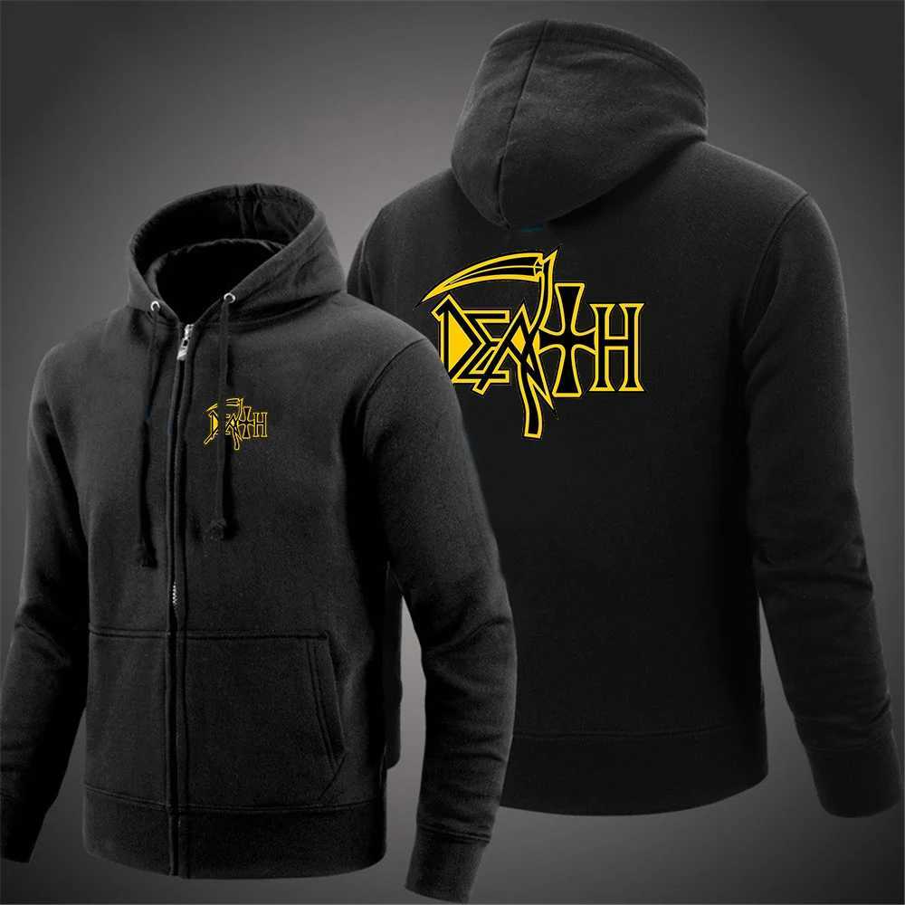 Men's Hoodies Sweatshirts Death Rock Band Heavy Metal Printed New Mens Spring Autumn Coats Slve Leisure High Quty Sweatshirt Zipper Hooded Jacket T240428