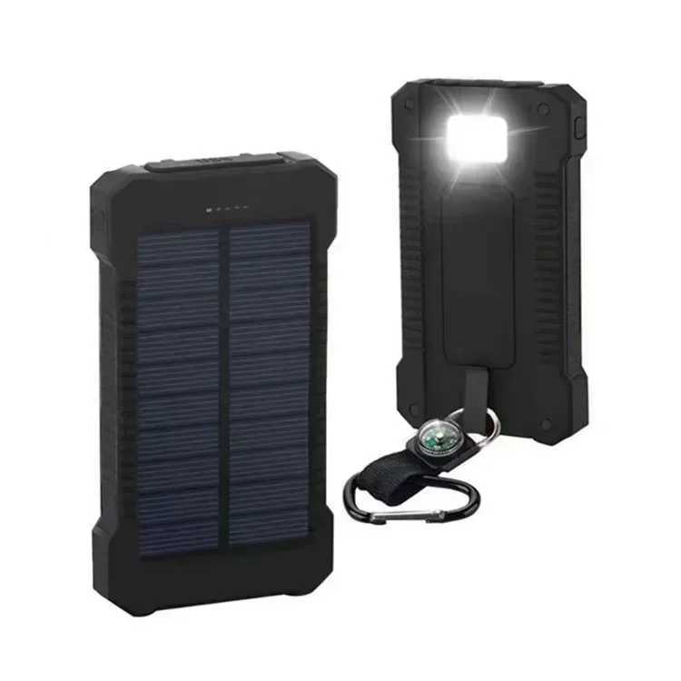 Mobiele telefoon Power Banks Origineel 200Ah Outdoor Portable Solar Bank Waterdichte USBCompass Externe Charger geschikt voor iPhone smartphone Power Bank LED -lichten J240