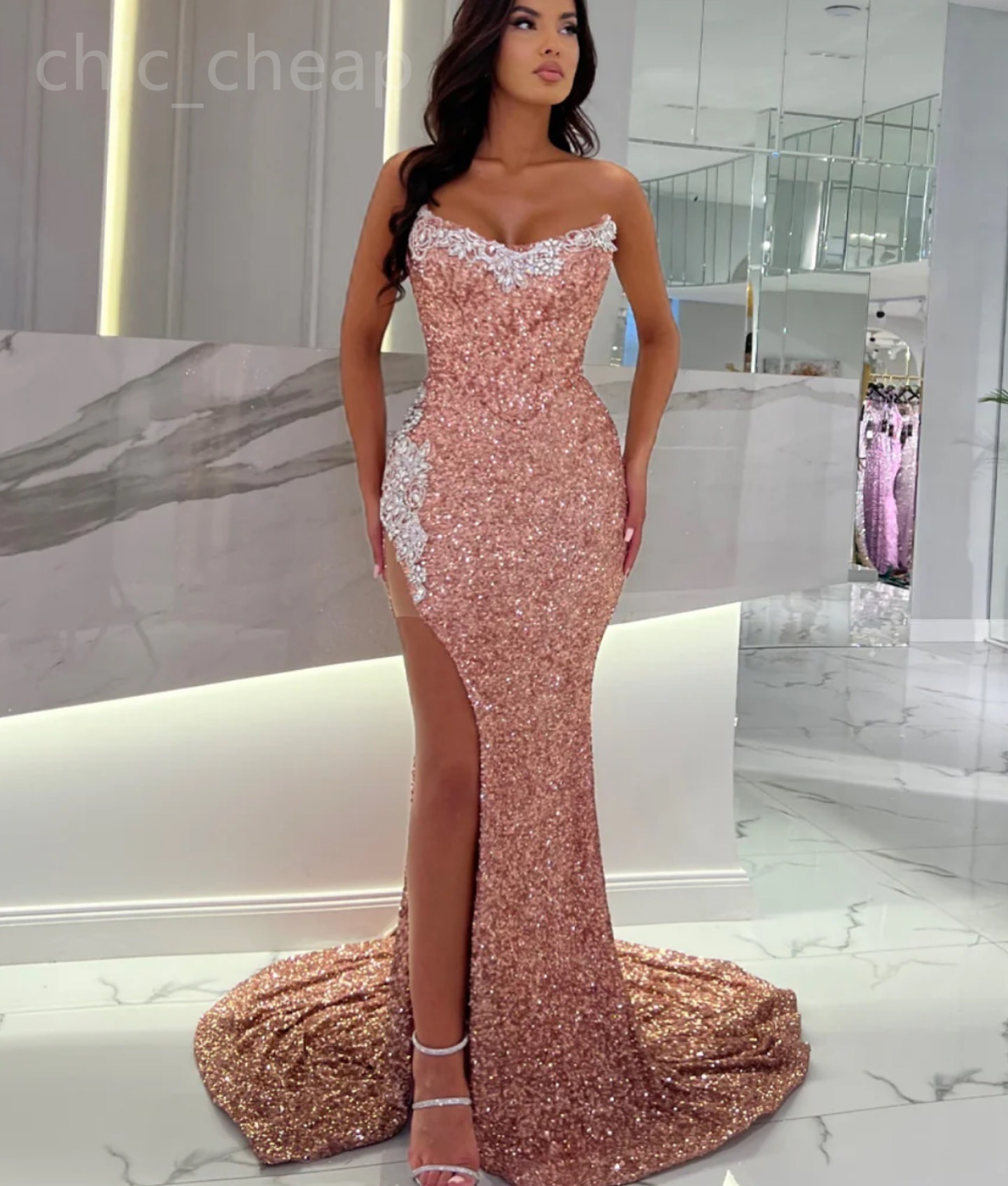 Plus size Arabische aso ebi mermaid lovertjes prom jurken kristallen kristallen avond formeel feest tweede receptie geboorteboorbetaling jurken jurken zj607