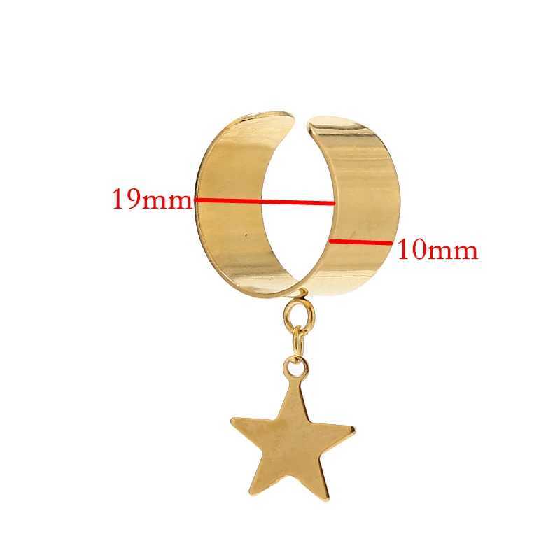 Bröllopsringar 6 st rostfritt stål 19 mm bredd öppen rund cirkel ring charm stjärna moon hjärtskors pendents anslutningar ringar fynd nya