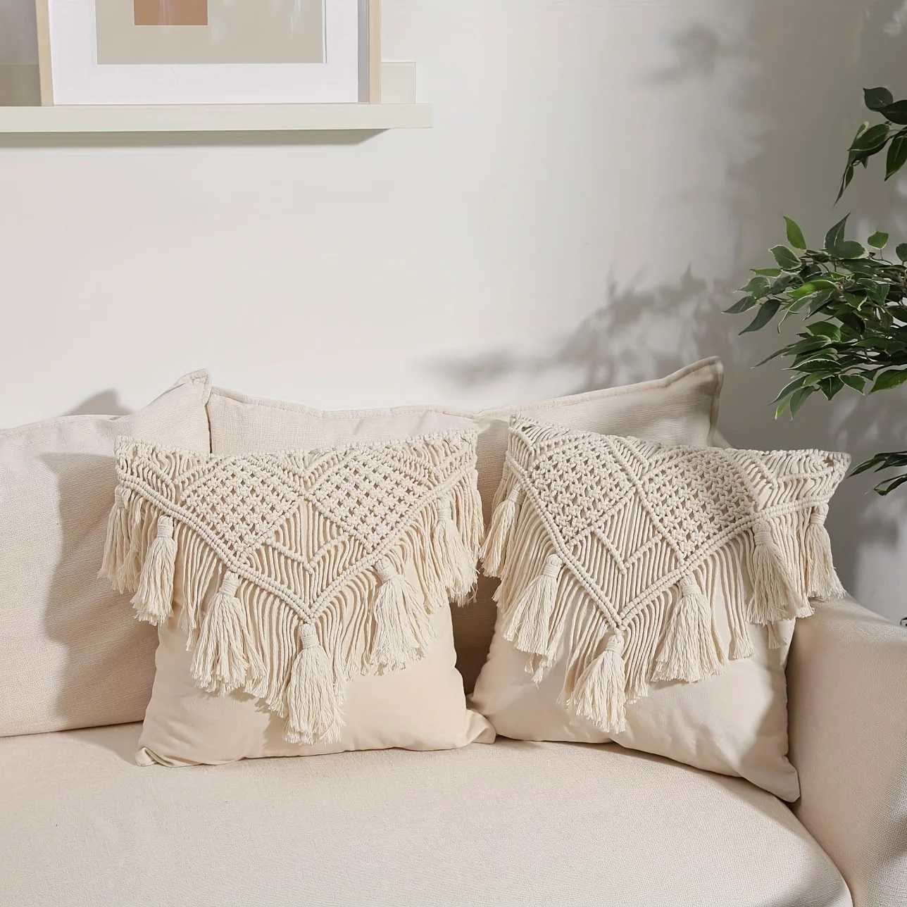 Kudde/dekorativ boho kast cover kudde täcker boho med tofsar dekorativa s för soffa 45x45cm nordisk stil gratis frakt säng dekor