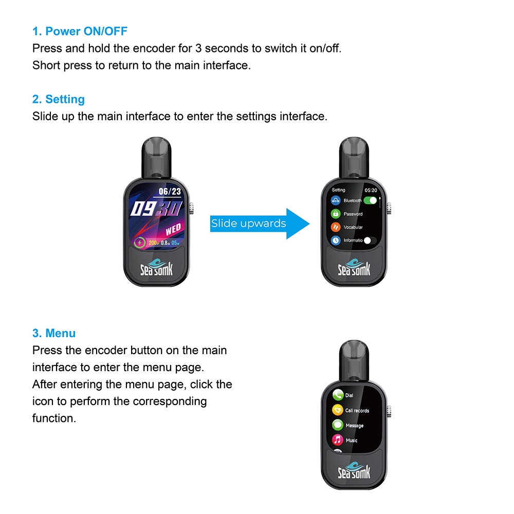 SEASOMK Digital Device POD Vape Bluetooth calling Capacity Pod Mesh coil 500mah Type-C Stopwatch Music prefilled Pod puff bars e-cigarette VS tornado puff 12000 15000