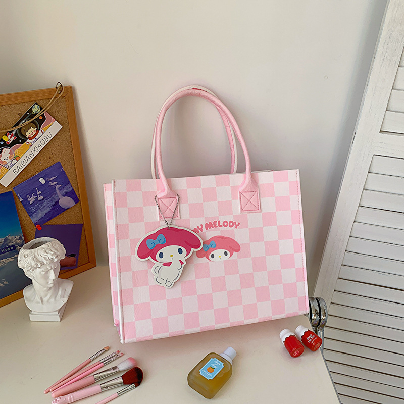 New Cartoon Kuromi Felt Tote Bag, Handbag, Zero Wallet, Grab Machine Doll Storage Bag