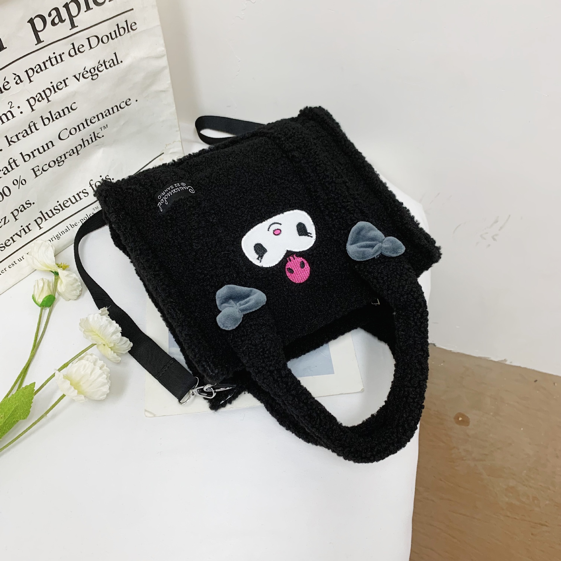 Cute Kuromi Plush Handheld Bag for Women 2024 New Large Capacity Versatile Commuter Students