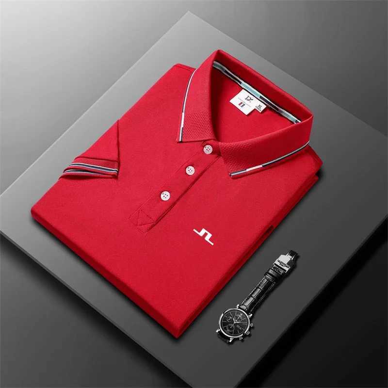 T-shirt maschile 2024 New JLindeberg Brand Men Business Polo Short Short Slve Summer Summer Strt Top T240425