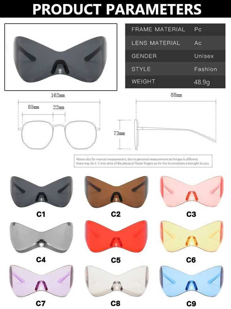 Sunglasses Oversized Cyberpunk Retro One Piece Sunglasses with Future Tech for Women Men Y2K Fashion Super Sunglasses Punk Mask UV400 T240428