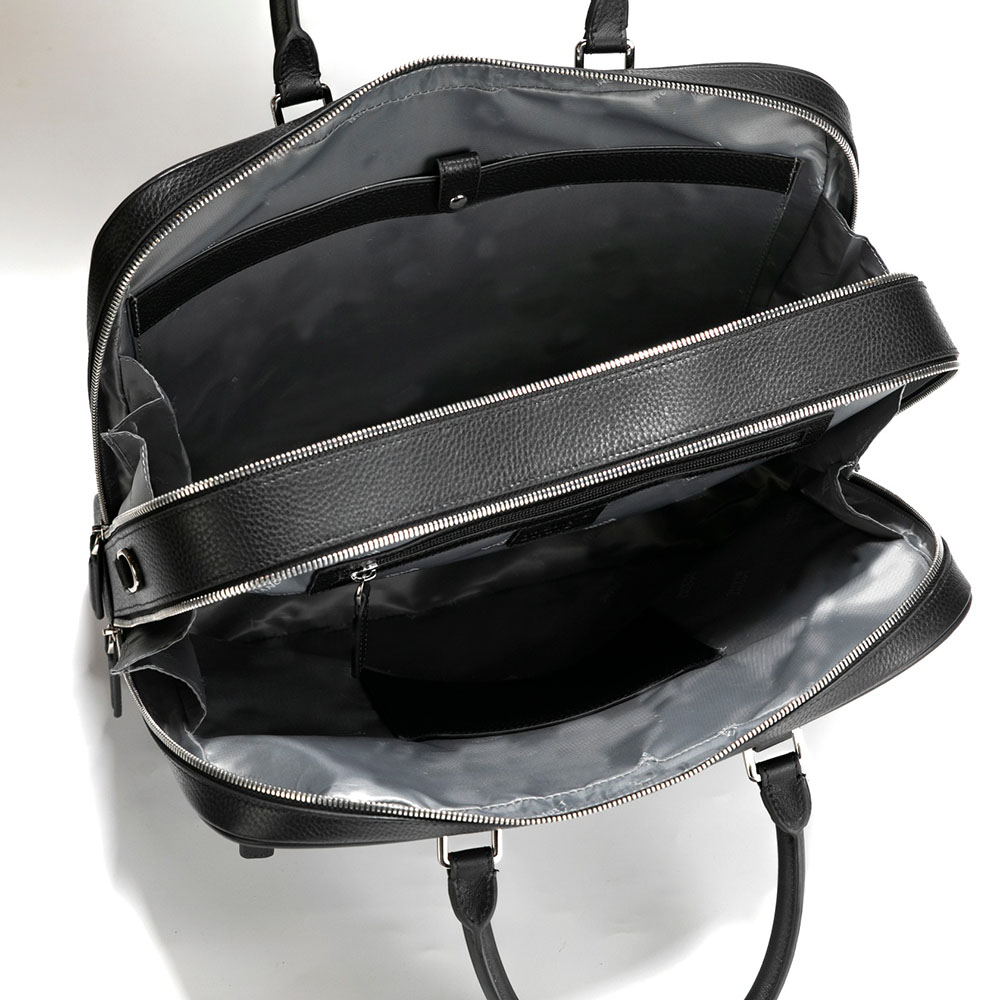 Valigetta in pelle di lusso uomini sacchetto computer a colore solido di grande capacità, borsa laptop imballaggio originale borsetta borsetta con cerniera di alta qualità