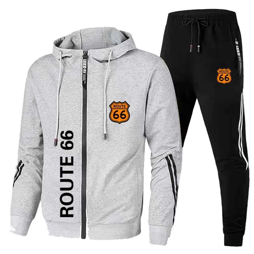 Men's Tracksuits 2024 high-end fashion road mens sportswear set spring and autumn couple outfit training fashionable and handsome tw T240428