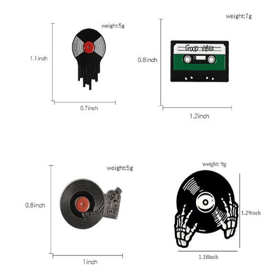 クリエイティブカートゥーンレトロディスクラジオアクセサリーブローチパーソナライズされたレトロスカルハンドディスクメイキングアクセサリーブローチAB211