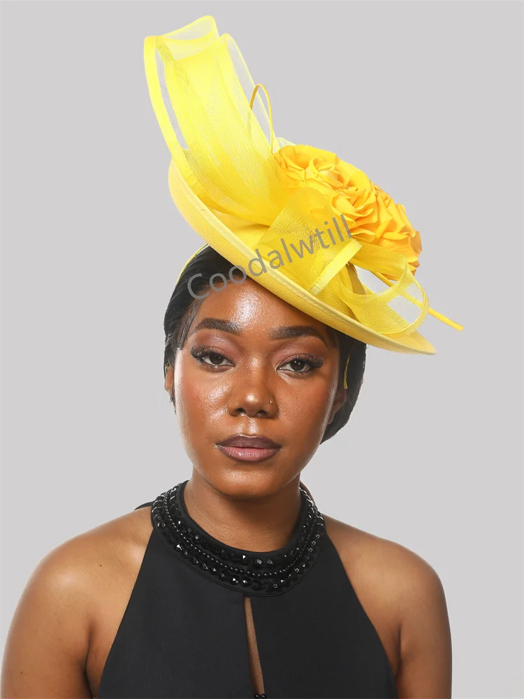 Mode nieuwe fascinator hoed vrouwen elegant kerkfeest kopstuk bruid bruid haar accessoires kentucky derby pillbox cap bloem