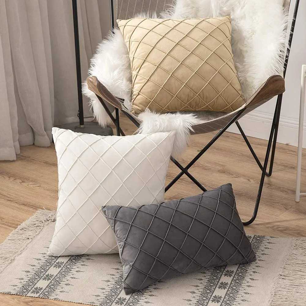 Coussin / décoration de coussin géométrique décorative Velvet coussin couvre-coussin coussins décoratifs gris foncé pour canapé salon Funda Cojin