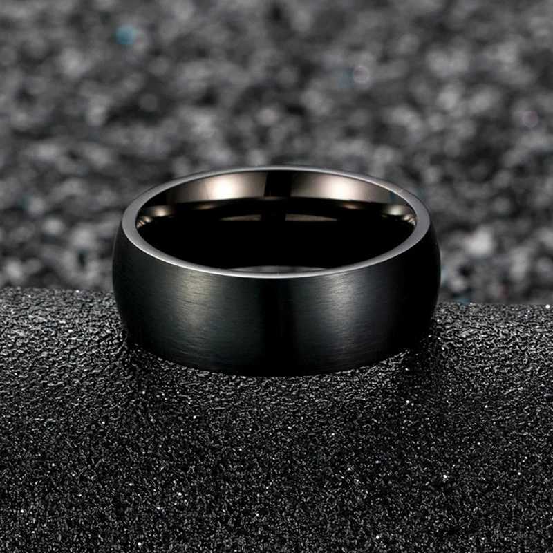 Ringas de banda Classic masculino aço inoxidável anel preto sólido simples anel vintage da aliança de casamento da festa de casamento de festa de natal de joalheria de jóias q240427