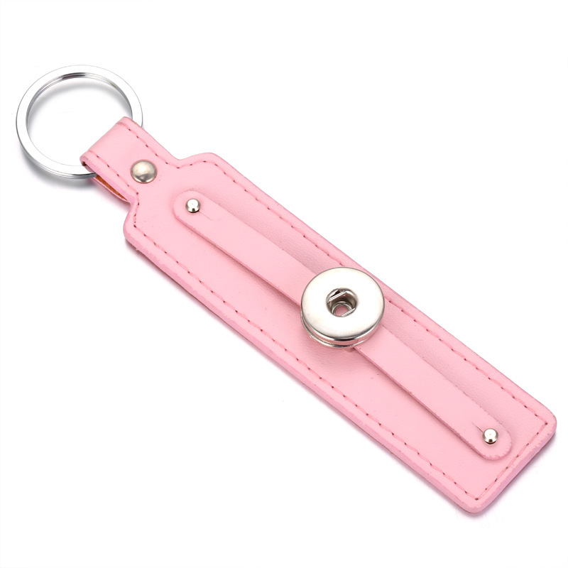 Snap Key Chain pour le clés de la couverture Femmes Rectangle PU PU Le cuir Keychain Sac Pendant Fit 18/20 mm