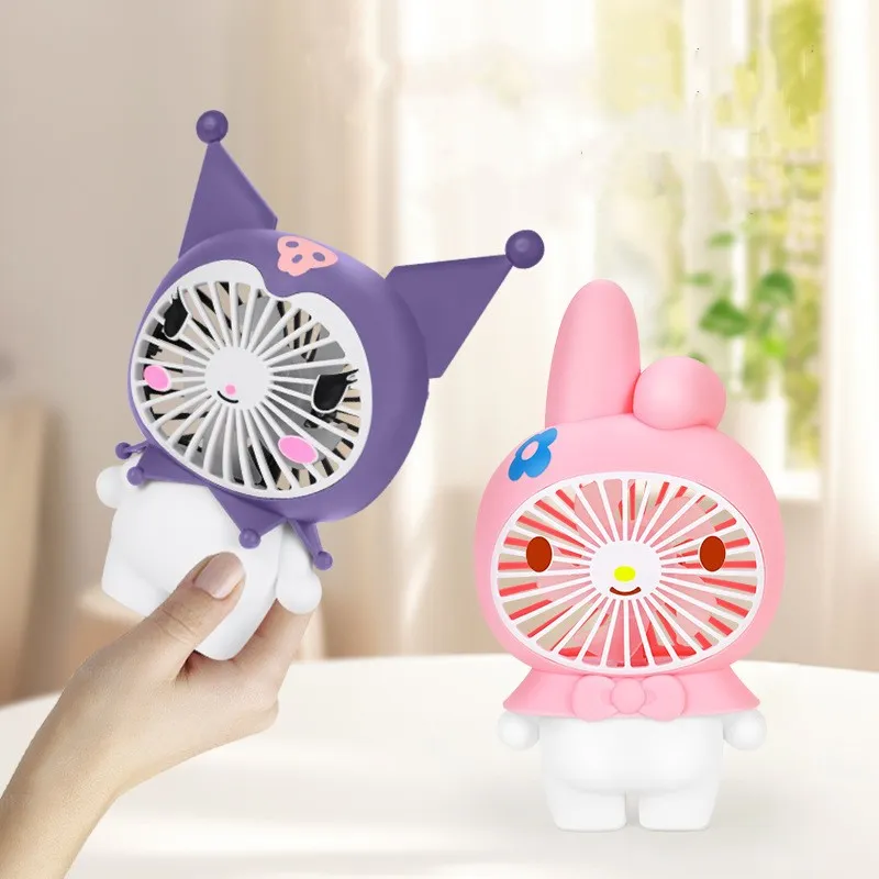 Portable Personal Small Desk Fan Mini Fans Usb Battery Cinnamoroll Kuromi My Melody Summer Cooling Products