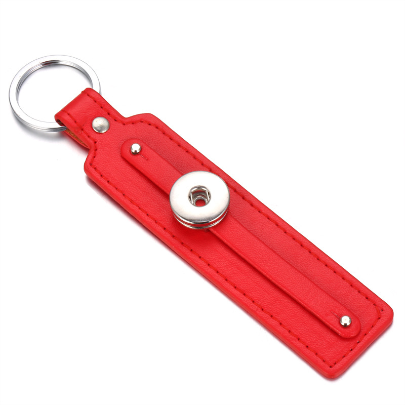 Snap Key Chain pour le clés de la couverture Femmes Rectangle PU PU Le cuir Keychain Sac Pendant Fit 18/20 mm